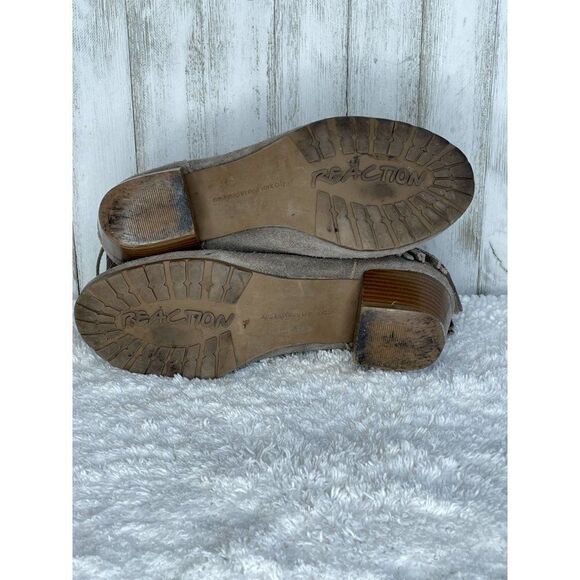 Kenneth Cole Reaction Taupe Suede Fringe Ankle Boots Pilates Booties Size 6 - Picture 7 of 10